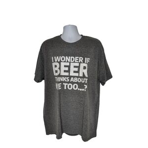 Gildan gray men's short sleeve tee, funny, graphic, beer shirt, size XL, New